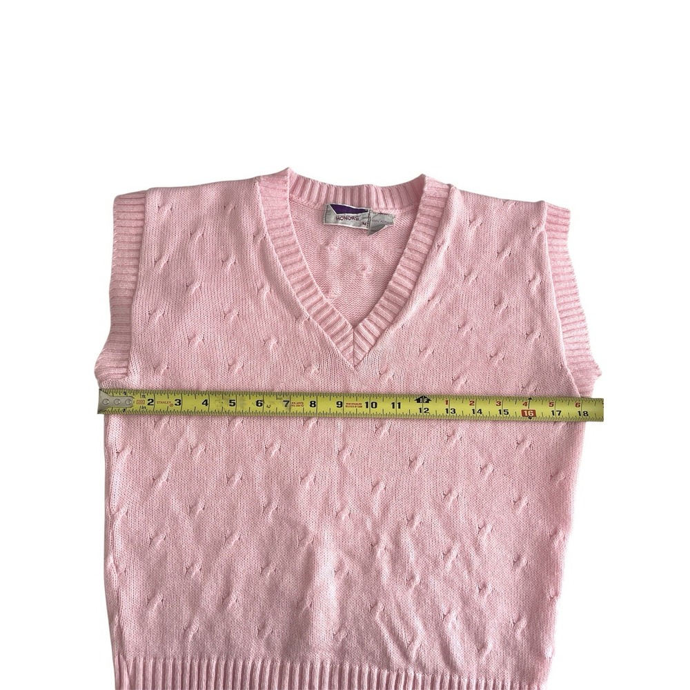 Women's Vintage Honors Pink Sweater Vest Sz M 80s Made In USA Preppy‎ Academia - Picture 10 of 11
